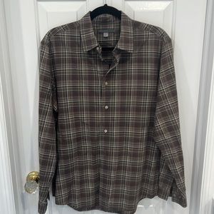 John Varvatos Brown Plaid Shirt. Size M. 100% cotton